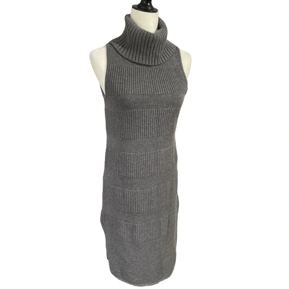 Anthropologie Moth Sweater Midi Wool Blend Ribbed Knit Turtleneck Dress - Picture 3 of 10